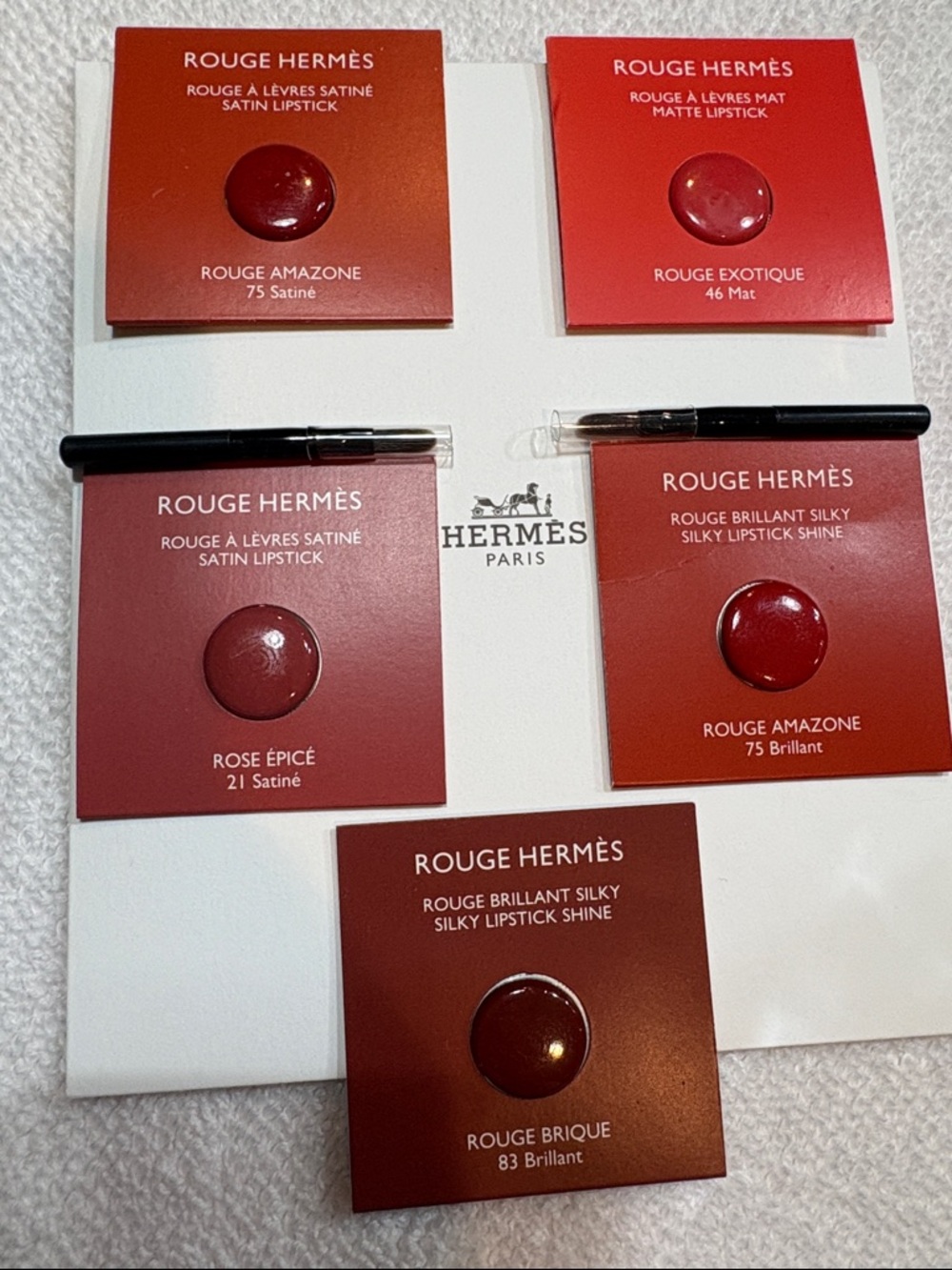 Hermès Rouge Hermès Lipstick Sample Set - Deep Red, Pink and Brick Tones